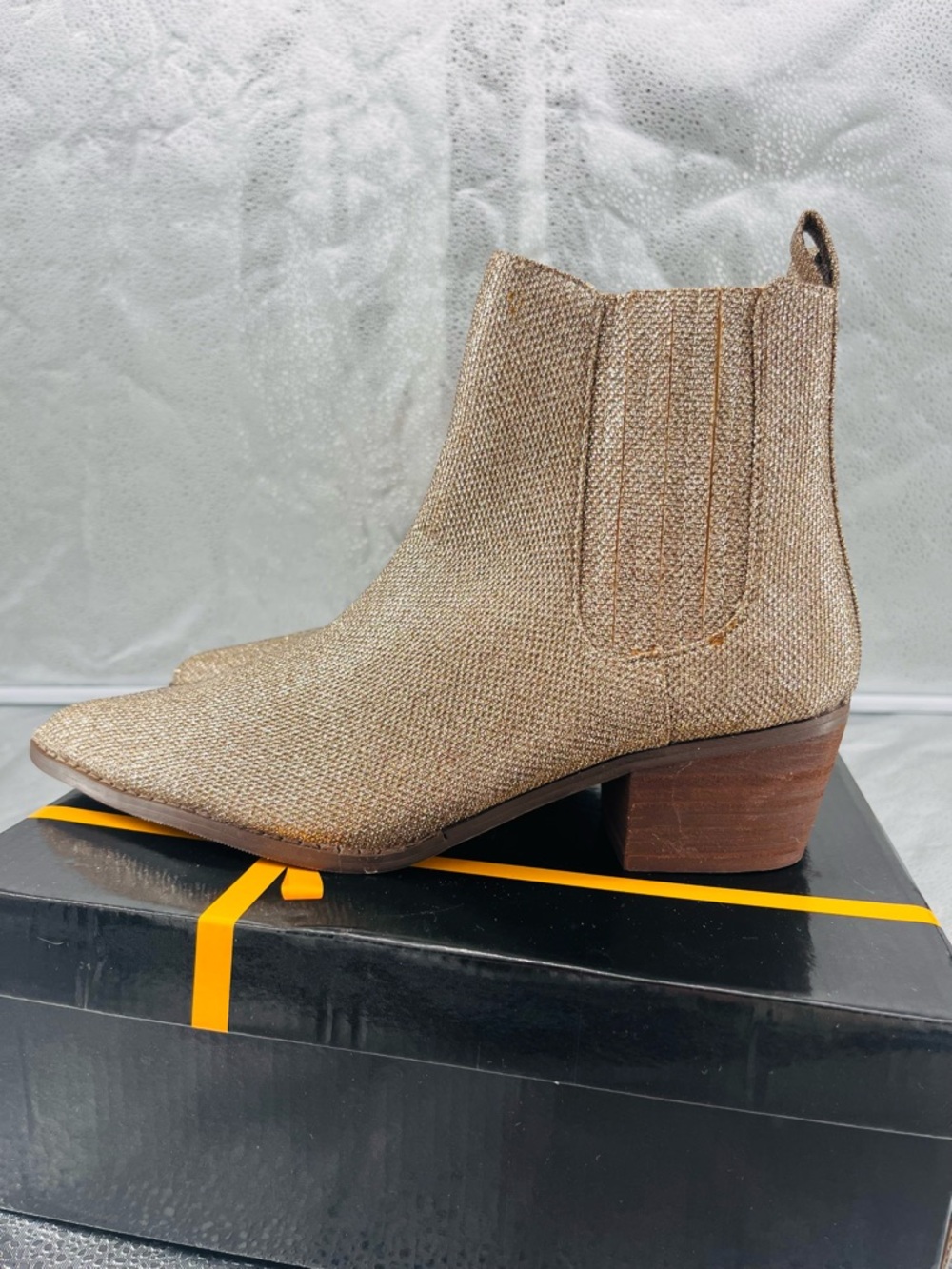 Costello Rhinestones Embellished Cowboy Ankle Boots Golden Sparkle Size W 10 - Picture 3 of 10